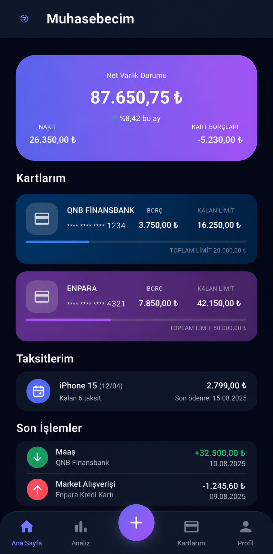 Muhasebecim Ekranı